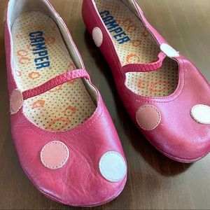 Camper Red Leather Polka Dot Slip Ons Size 36